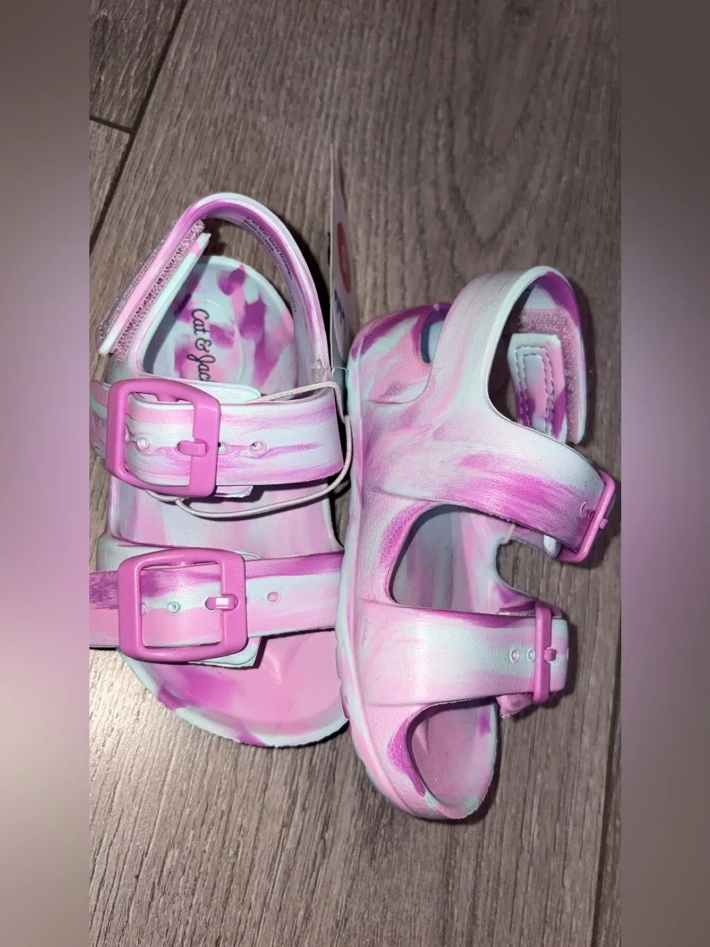 Cat & Jack Toddler Girls Size 5 Slip On Ade Sandals Purple & Blue Tye Die NEW!